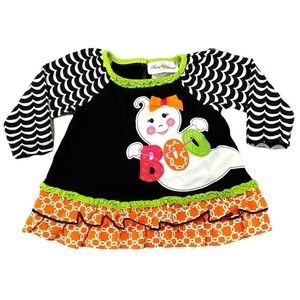 Rare Editions Boo Appliquéd Ghost Halloween Top Size 18M